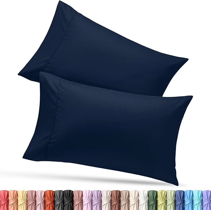 Organic Utopia Bedding Queen Pillow Cases - 2 Pack - Envelope Closure - Soft Brushed Microfiber Fabric - Shrinkage and Fade Resistant Pillow Covers Queen Size 20 X 30 Inches Queen Navy Advanced