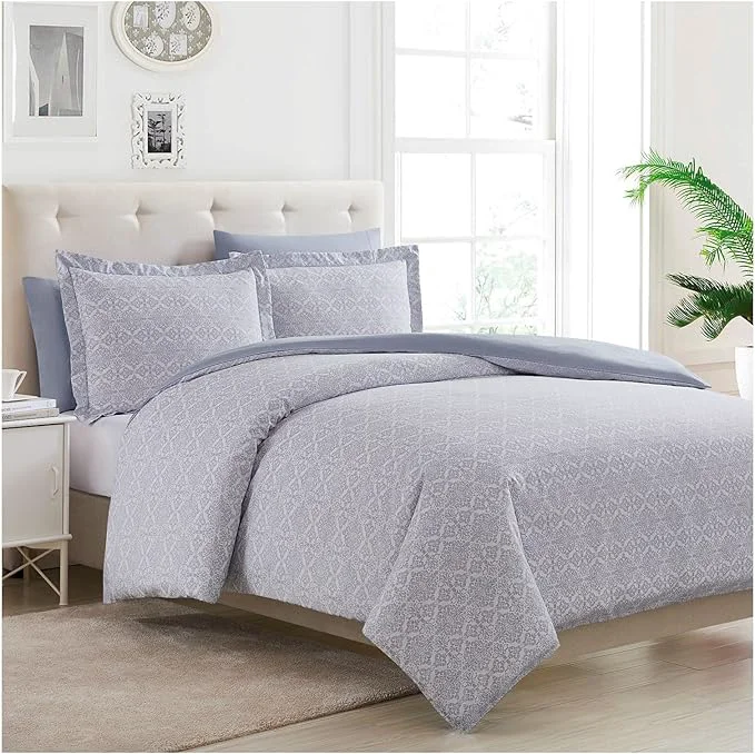 Refined Mellanni Duvet Cover Set - 5 PC Iconic Collection Bedding Set - Hotel Luxury Extra Soft amp Cooling - Microfiber - Button Closure and Corner Ties Queen Laced Sky Blue Enhanced