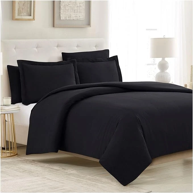 Safe Mellanni Duvet Cover Set - 5 PC Iconic Collection Bedding Set - Hotel Luxury Extra Soft amp Cooling - Microfiber - Button Closure and Corner Ties Oversized King Black Artisan