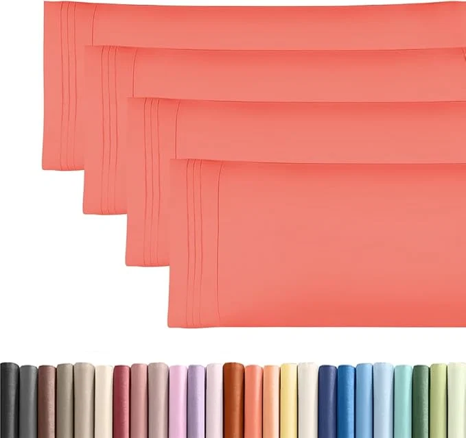Minimalist Body Pillowcases Set of 4-20x54 Long Body Pillow Case - Soft Body Pillow Cover for Sleeping amp Side Sleepers - Comfy Cozy Breathable amp Fade - Machine Washable w Envelope Enclosure - Coral Secure