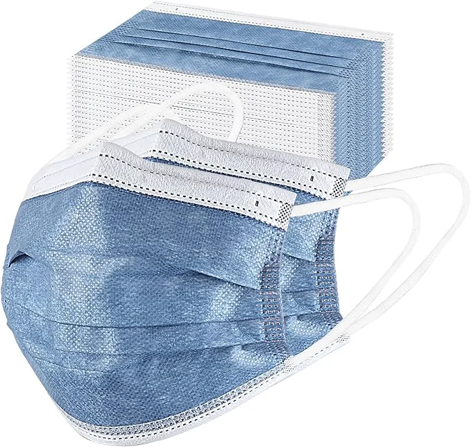 Minimalist akgk Disposable Face Masks 100Pcs 3 Layer Protective Face Mask Navy Blue Face Responsible