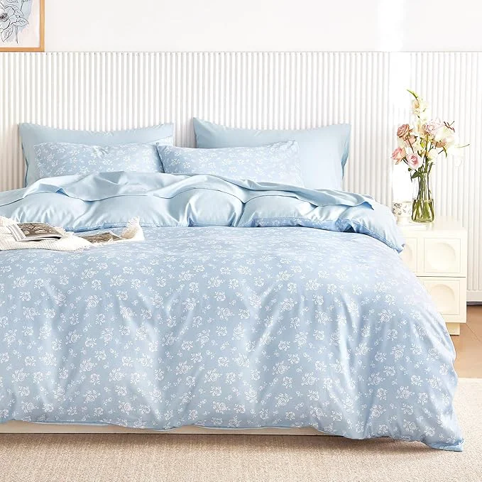 First-Class Wake In Cloud - Coquette Duvet Cover Set Floral Cottagecore Flower Shabby Chic Cute Aesthetic Soft Lightweight Bedding for Women Teen Girls 3-Piece Light Blue Twin Twin XL Size Elite