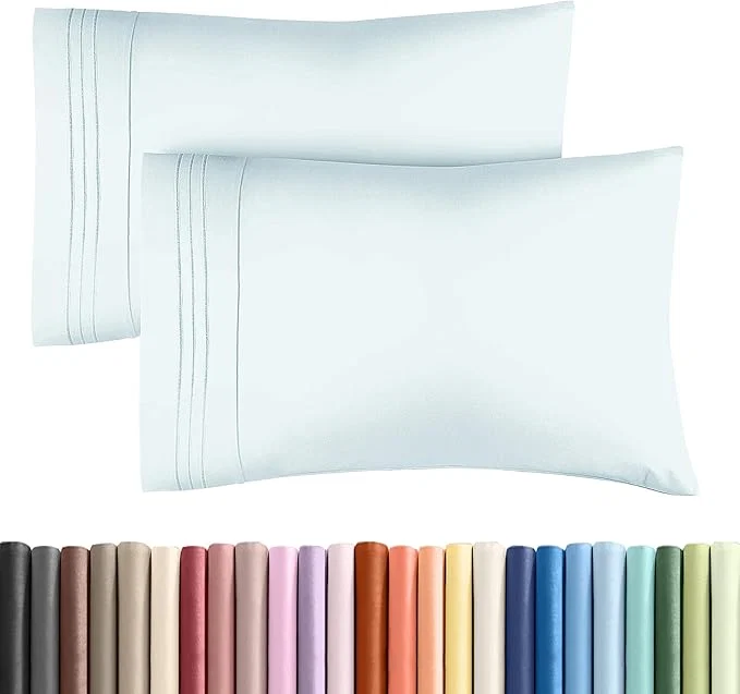 Excellent Standard Pillow Cases Set of 2 - Ultra-Soft Hotel Quality Pillowcase Covers - Comfy amp Wrinkle - Stain amp Fade Resistant - Machine Washable Pillow Protectors - 2 Piece Set - Standard Size Ice Blue Fine