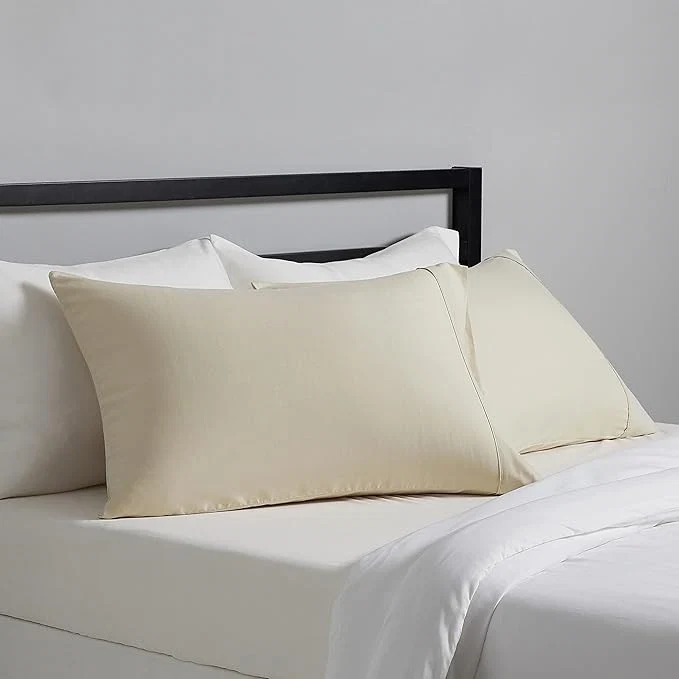 Clean Amazon Basics Standard Pillowcases Set of 2 - Lightweight Super Soft Easy Care Microfiber Beige 30 quot L x 20 quot W Pillows Not Included Casual
