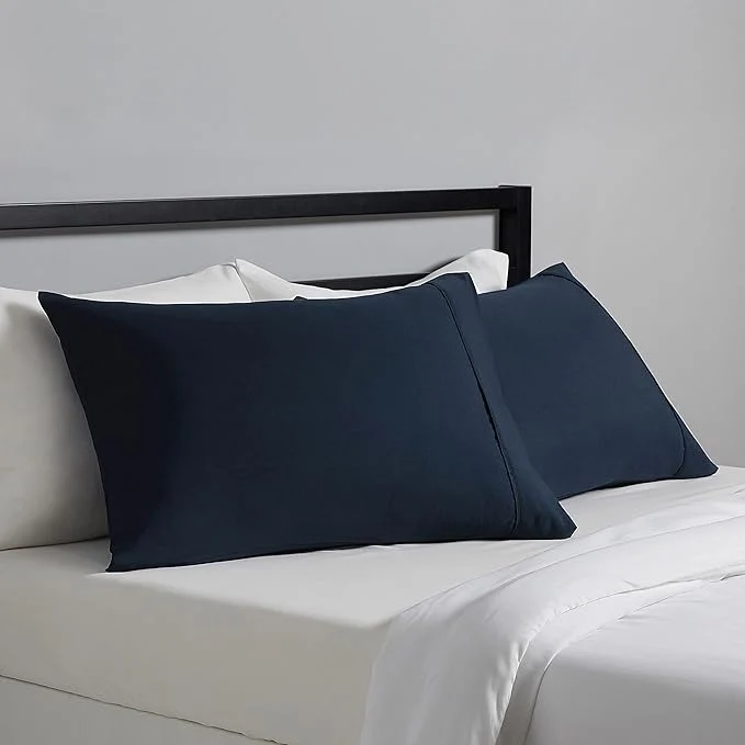User-Friendly Amazon Basics Standard Pillowcases Set of 2 - Lightweight Super Soft Easy Care Microfiber Navy Blue 30 quot L x 20 quot W Pillows Not Included Reusable