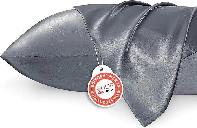 Durable Bedsure King Size Satin Pillowcase Set of 2 - Space Grey Silky Pillow Cases for Hair and Skin with Envelope Closure Similar to Silk Pillow Cases Gifts for Women Men 20x36 Inches 2pcs Carefully Designed