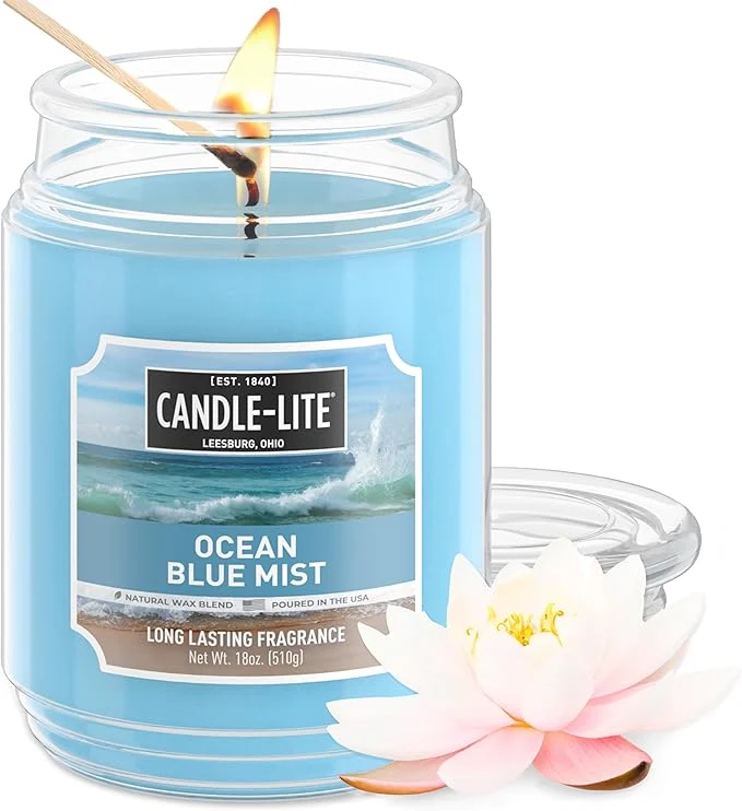 Advanced Candle-lite Scented Candles Ocean Blue Mist 18 oz Jar Proudly Poured in The Crafted