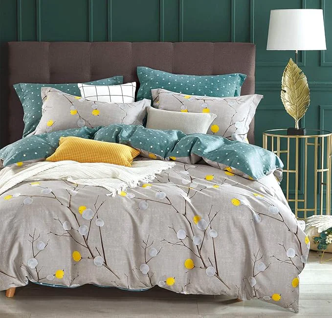 High-Performance SLEEPBELLA Duvet Cover Set 600 Thread Count Cotton Bedding Set Full Grey Branch Prestigious