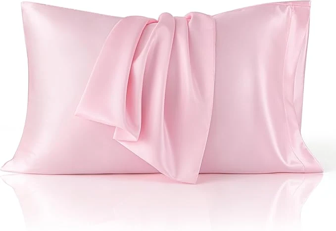First-Class Bedsure King Size Satin Pillowcase Set of 2 - Pink Silky Pillow Cases for Hair and Skin with Envelope Closure Similar to Silk Pillow Cases Valentine Gifts for Women Girls 20x36 Inches 2pcs Enhanced