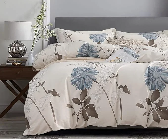 Professional SLEEPBELLA Duvet Cover Queen Size 600 Thread Count Cotton Botanical Flowers Pattern Printed Reversible Comforter Cover Trendy