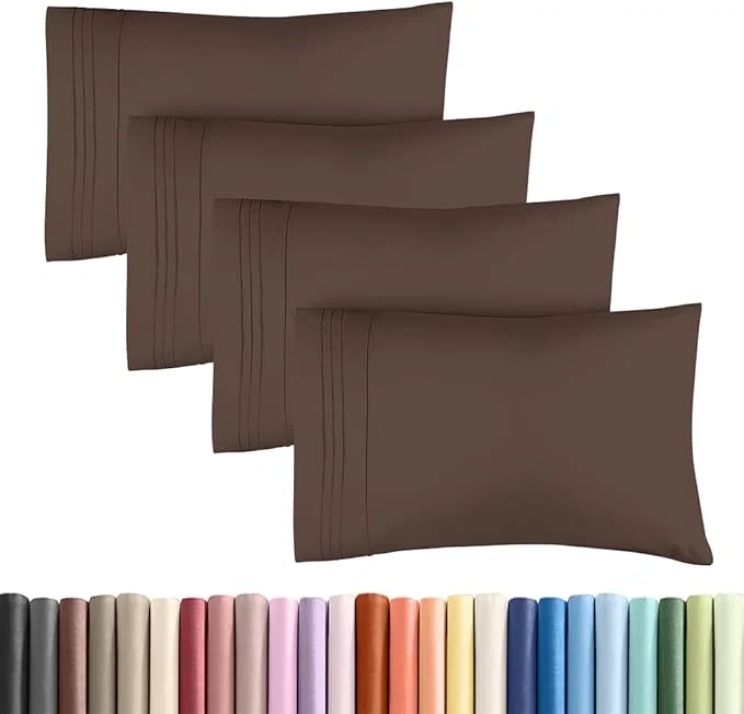 Clean King Standard Pillow Cases Set of 4 - Soft Hotel Quality Pillowcase Covers - Comfy Bedding for Women Men Kids amp Teens - Machine Washable Pillow Protectors - 4 Piece Set - King Standard Size Brown Selected