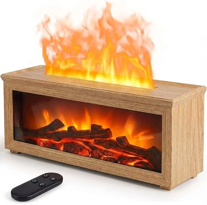 Genuine Essential Oil Diffuser 7-Color Fireplace Fire Flame Aromatherapy Humidifier Exclusive