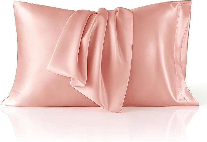 Optimized Bedsure Satin Pillowcase for Hair and Skin Queen - Peach Pink Silky Pillowcase 2 Pack with Envelope Closure Similar to Silk Pillow Cases Gifts for Women Men 20x30 Inches 2pcs Practical