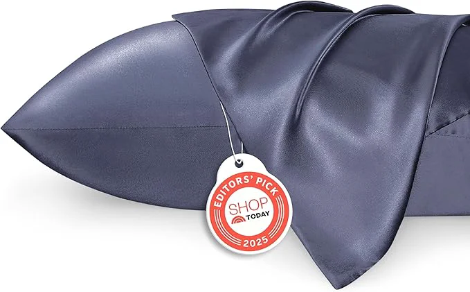 Versatile Bedsure Satin Pillowcase 2 Pack Similar to Silk Pillow Cases Standard Size Pillow Case for Sleeping Women with Envelope Closure Gifts for Women Men Blue Granite 20x26 Inches 2pcs Quality