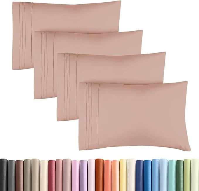 Premium Standard Pillow Cases Set of 4 - Ultra Soft Hotel Quality Pillowcase Covers - Comfy Cozy Bedding for Women Men Kids amp Teens - Machine Washable Pillow Protectors - 4 Piece Set - Standard Size Mauve Innovative