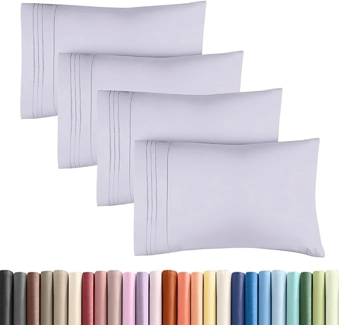Consistent King Standard Pillow Cases Set of 4 - Soft Hotel Quality Pillowcase Covers - Comfy Bedding for Women Men Kids amp Teens - Machine Washable Pillow Protectors - 4 Piece - King Standard Light Lavender Reliable