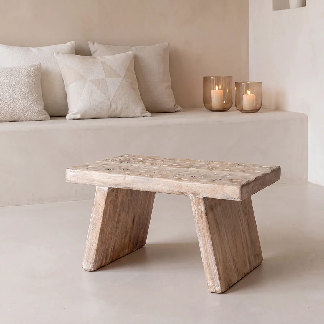 Solid Natural mango wood stool side table User-Friendly