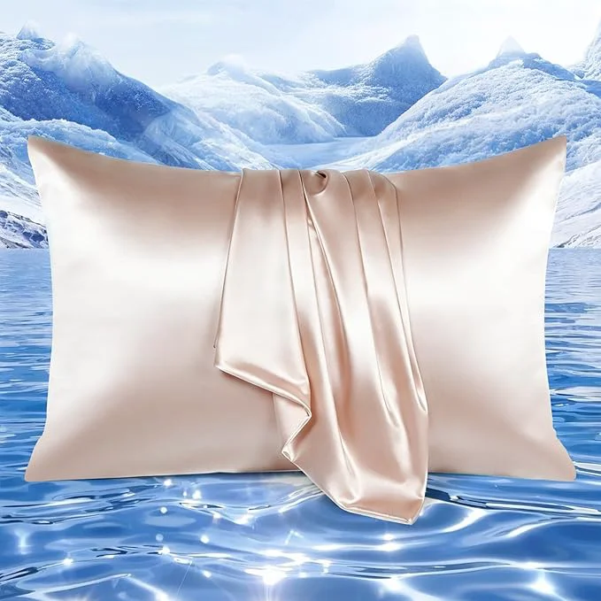 Selected Elegear Cooling Pillow Cases for Hot Sleepers Upgraded Arc-Chill Cooling Satin Pillowcase Q-max gt 0.5 Silky Satin Pillowcase for Hair amp Skin Luxury Zipper Pillowcase Cover Set of 2-King Champagne Fine Crafted