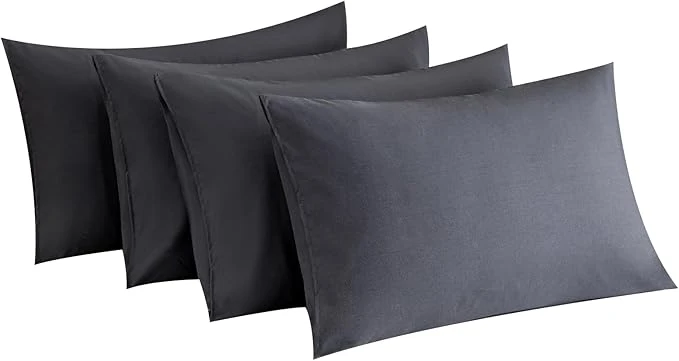 Solid MINIPANDA Dark Gray King Size Pillow Cases Set of 4 - Super Soft Smooth and Breathable Grey King Pillow Cases - Envelope Design - Machine Washable Lightweight 20X40 Inches 4 PIECE Crafted
