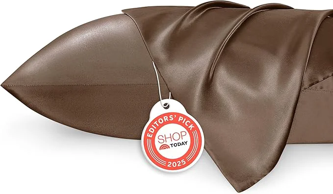 Practical Bedsure Satin Pillowcases Similar to Silk Pillow Cases Queen Size Set of 2 Pillow Case for Sleeping Women with Envelope Closure Gifts for Women Men Brown 20x30 Inches 2pcs Easy-to-Use