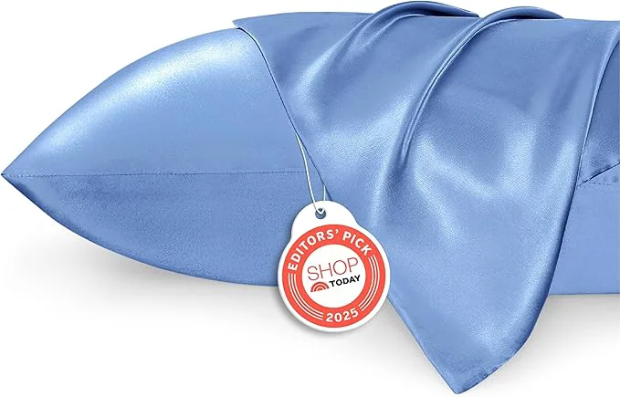 Natural Bedsure King Size Satin Pillowcase Set of 2 - Sky Blue Silky Pillow Cases for Hair and Skin with Envelope Closure Similar to Silk Pillow Cases Gifts for Women Men 20x36 Inches 2pcs Stylish