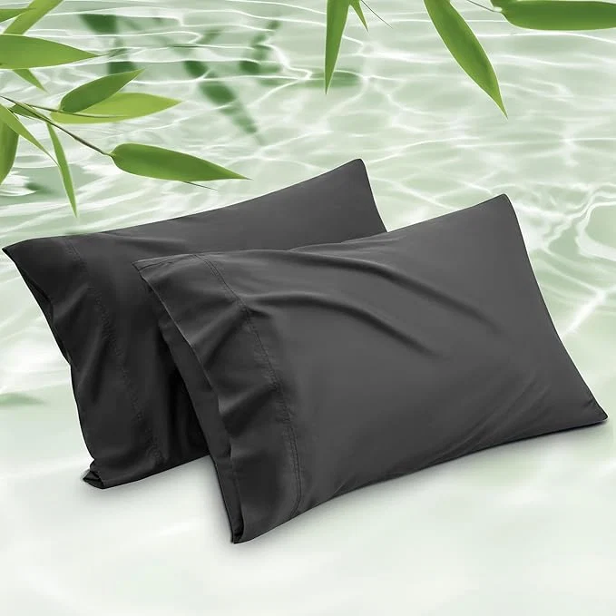 Prestigious Bedsure Pillow Cases Standard Size Cooling Pillow Cases Rayon Derived from Bamboo Black Pillowcases Standard Set of 2 PureWoven Silky Soft Bedding Pillow Covers with Envelope Closure 20x26 Inches Proven