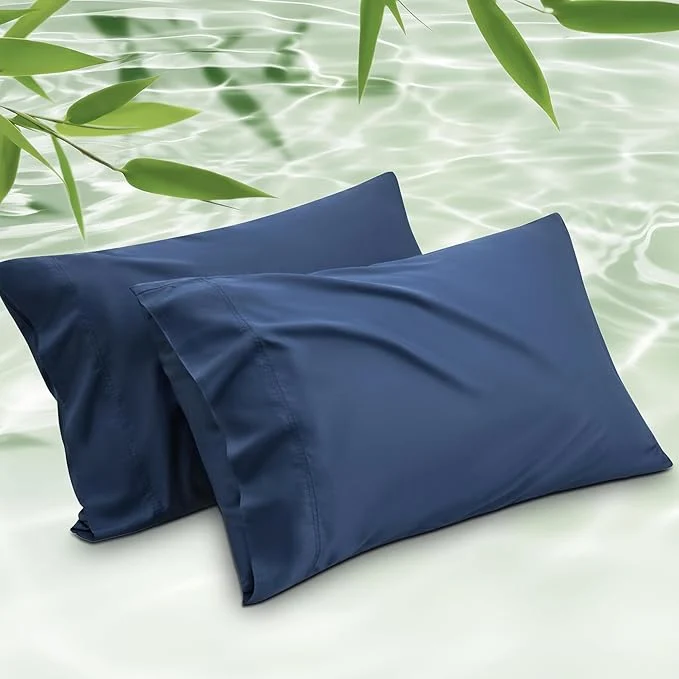 Smooth Bedsure King Size Pillow Cases Set of 2 Cooling Pillow Cases King Rayon Derived from Bamboo Navy Blue Pillowcases PureWoven Silky Soft Bedding Pillow Covers with Envelope Closure 20x36 Inches Selected