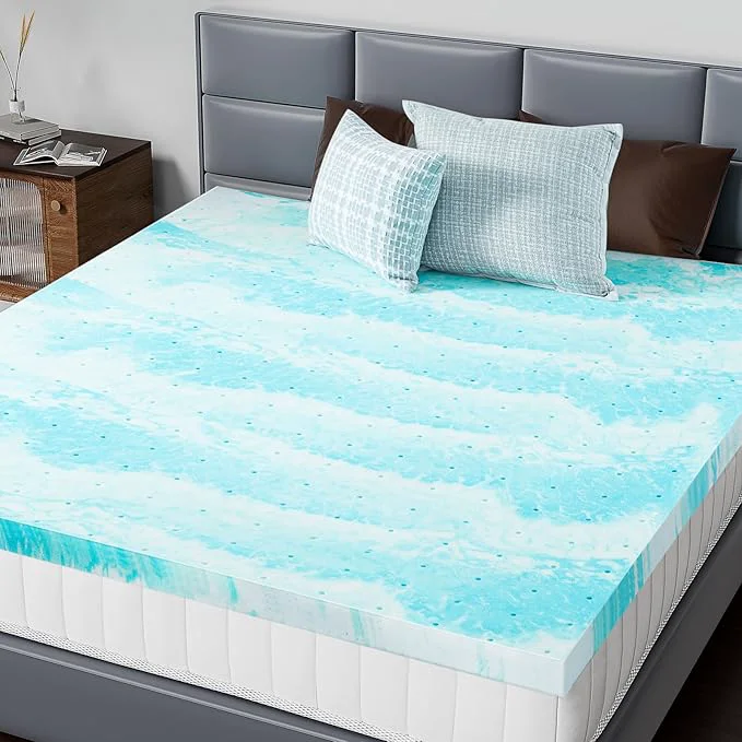 Functional DUMOS Mattress Toppers Memory Foam Twin XL 4 Inch Thick Bed Topper Pad Cooling Gel Infused Soft Comfy Breathable for Sleeper Sofa Couch RV Camper CertiPUR-US Blue Premium