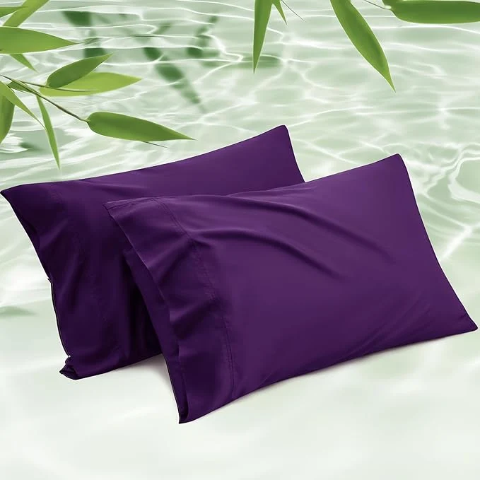 Relaxed Bedsure Pillow Cases Queen Cooling Pillow Cases Rayon Derived from Bamboo Purple Pillowcases Queen Size Set of 2 PureWoven Silky Soft Bedding Pillow Covers with Envelope Closure 20x30 Inches Carefully Designed