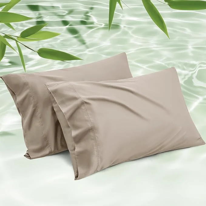 Flexible Bedsure Pillow Cases Queen Cooling Pillow Cases Rayon Derived from Bamboo Simply Taupe Pillowcases Queen Size Set of 2 PureWoven Soft Bedding Pillow Covers with Envelope Closure 20x30 Inches Efficient