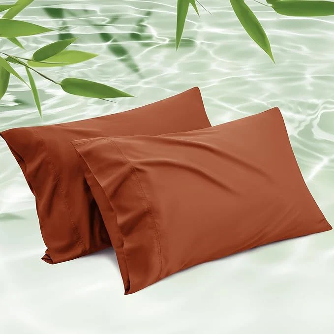 Superior Bedsure King Size Pillow Cases Set of 2 Cooling Pillow Cases for Hot Sleepers Rayon Derived from Bamboo Burnt Orange Pillowcases PureWoven Soft Pillow Covers with Envelope Closure 20x36 Inches High-Grade