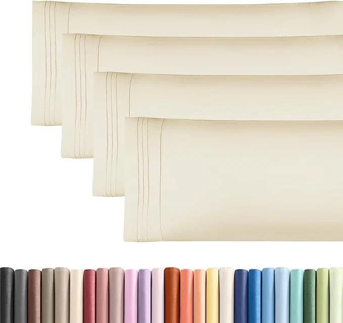 Lightweight Body Pillowcases Set of 4-20x54 Long Body Pillow Case - Soft Body Pillow Cover for Sleeping amp Side Sleepers - Comfy Breathable amp Fade - Machine Washable with Envelope Enclosure - Off White Healthy