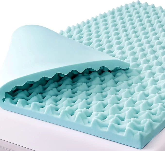High-Quality DMI Foam Mattress Topper Egg Crate Foam Pad Mattress Pad and Bed Topper for Support Air Circulation Pressure Relief and Weight Distribution Full Size Mattress 50 x 72 x 2 Blue Functional