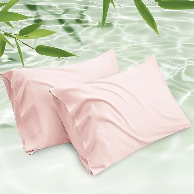 Detailed Bedsure Pillow Cases Standard Size Cooling Pillow Cases Rayon Derived from Bamboo Pink Pillowcases Standard Set of 2 PureWoven Silky Soft Bedding Pillow Covers with Envelope Closure 20x26 Inches Eco-Friendly