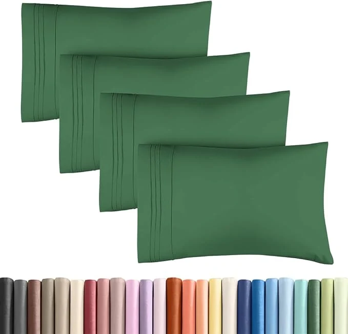 Safe King Standard Pillow Cases Set of 4 - Soft Hotel Quality Pillowcase Covers - Comfy Bedding for Women Men Kids amp Teens - Machine Washable Pillow Protectors - 4 Piece Set - King Standard Emerald Green Classic