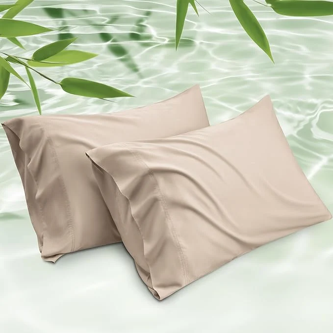 Flexible Bedsure Cooling Pillow Cases Queen Rayon Derived from Bamboo Pillowcases Queen Size Set of 2 PureWoven Silky Soft Bedding Pillow Covers with Envelope Closure Gifts Khaki 20x30 Inches Consistent