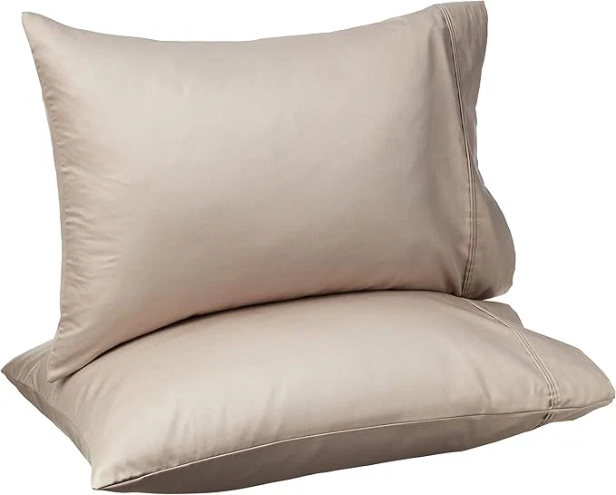 Lightweight Amazon Basics 400 Thread Count Cotton Pillow Cases Standard 30 quot L x 20 quot W Stone Gray - Set of 2 Specialty