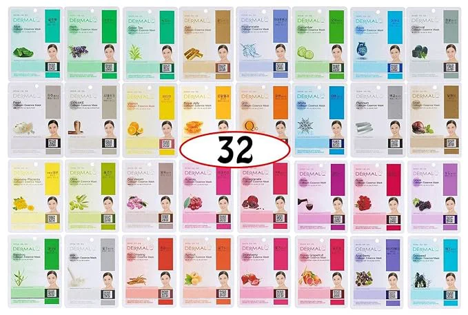 First-Class DERMAL Korean Collagen Face Mask 32 Combo Pack A B Set – Hydrating Soothing Exclusive