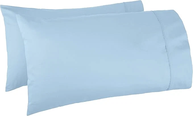 Trendy Amazon Basics 400 Thread Count Cotton Pillow Cases Sateen Weave King Size 40 quot x 20 quot Smoke Blue Set of 2 Effective