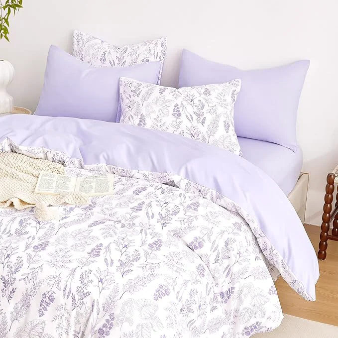 Convenient Wake In Cloud - Floral Duvet Cover Set Botanical Vintage Flower Coquette Cottagecore Aesthetic for Women Teen Girls Soft Lightweight Bedding 3-Piece Lilac Queen Size Prestigious