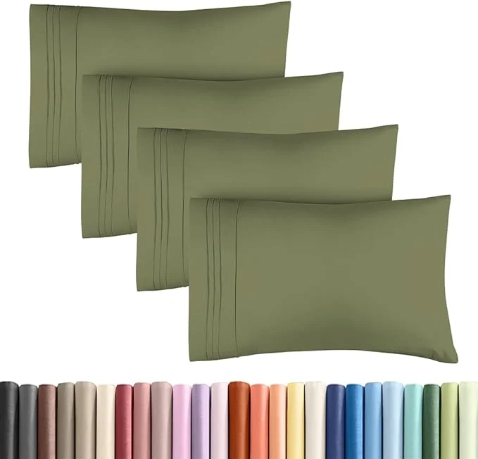 Certified King Standard Pillow Cases Set of 4 - Soft Hotel Quality Pillowcase Covers - Comfy Bedding for Women Men Kids amp Teens - Machine Washable Pillow Protectors - 4 Piece Set - King Standard Sage Green Excellent