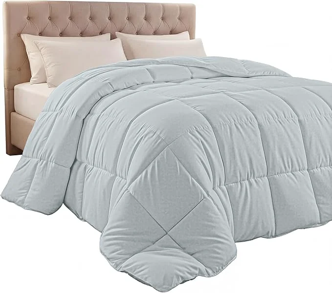 Stylish Utopia Bedding Comforter Duvet Insert Quilted Comforter with Corner Tabs Box Stitched Down Comforters Queen Size Light Grey Top-Quality