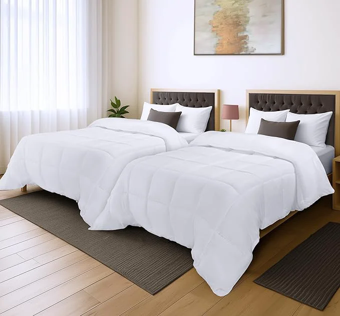Carefully Designed Utopia Bedding Comforter Duvet Insert Quilted Comforter with Corner Tabs Box Stitched Down Comforters Twin Size White Pack of 2 Natural