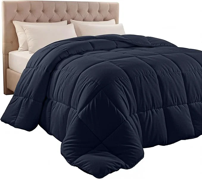 Healthy Utopia Bedding Comforter Duvet Insert Quilted Comforter with Corner Tabs Box Stitched Down Comforters King Size Navy Trusted