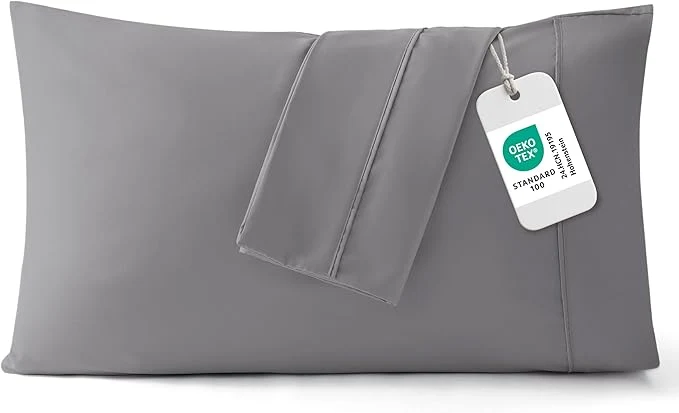Stylish Bedsure Queen Pillow Cases Set of 2 - Silver Grey Brushed Microfiber Pillowcase 2 Pack Super Soft and Cozy Pillow Case Covers with Envelope Closure for Kids Wrinkle Fade Resistant 20x30 Inches First-Class