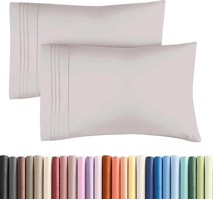 Excellent Queen Pillow Cases Set of 2 - Ultra Soft Hotel Quality Pillowcase Covers - Comfy Cozy amp Wrinkle - Shrink Stain amp Fade Resistant - Machine Washable Pillow Protectors - 2 Piece Set - Light Grey Stylish