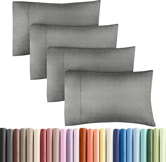 Prestigious Queen Pillow Cases Set of 4 - Ultra Soft Hotel Quality Pillowcase Covers - Comfy Cozy amp Wrinkle - Shrinkage and Fade Resistant - Machine Washable Pillow Protectors - 4 Piece Set - Heathered Grey Optimized