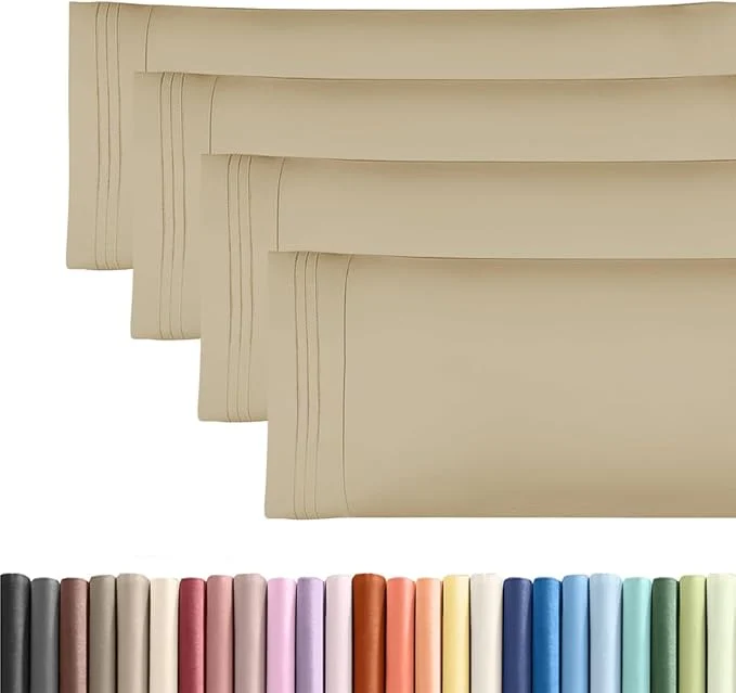 Elite Body Pillowcases Set of 4-20x54 Long Body Pillow Case - Soft Body Pillow Cover for Sleeping amp Side Sleepers - Comfy Cozy Breathable amp Fade - Machine Washable w Envelope Enclosure - Beige Official