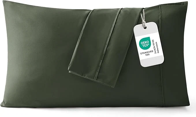 Expertly Made Bedsure Queen Pillow Cases Set of 2 - Olive Green Microfiber Pillowcase 2 Pack Super Soft Double Brushed Pillow Case Covers with Envelope Closure for Kids Wrinkle Fade Resistant 20x30 Inches Elegant