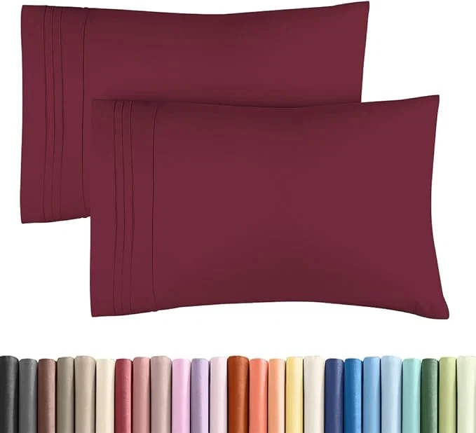 Optimized King Standard Pillow Cases Set of 2 - Ultra-Soft Hotel Quality Pillowcase Covers - Comfy Cozy amp Fade - Wrinkle Resistant - Machine Washable Pillow Protectors - 2 Piece Set - Burgundy Genuine